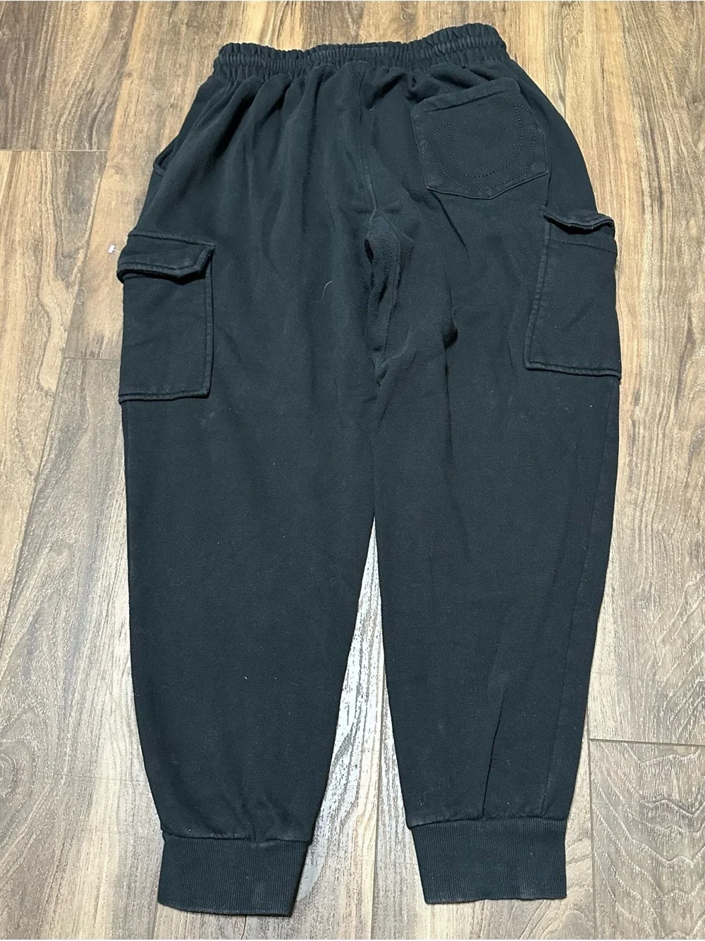 True Religion Women’s Black Cargo Sweatpants Jogger L Large Horseshoe